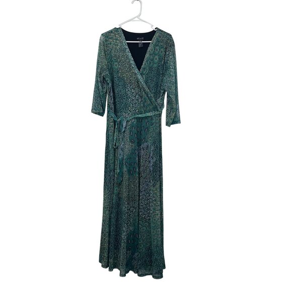 Kate & Lily Womens Green Multicolor Wrap Maxi Dress Size 20W Mesh Stretchy Lined - Picture 11 of 16